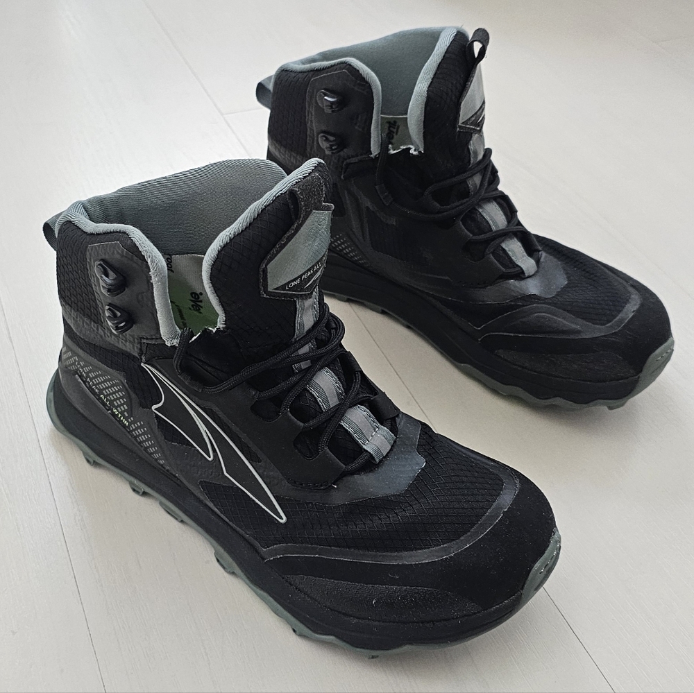 ALTRA WOMENS LONE PEAK ALL-WEATHER MID BOOTS SIZE 7 BLACK HIKING AL0A4VRA000 - Picture 2 of 7